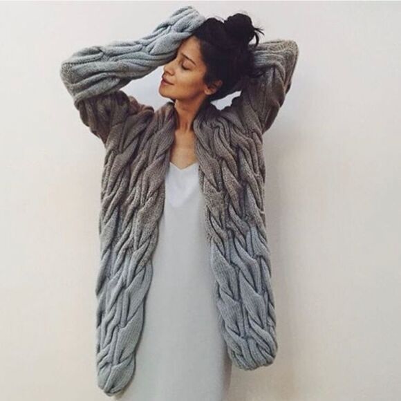 Lalo Cardigans Vazi Long Sparkle Wool Angora Mohair Coat Cardigan Turquoise - Picture 3 of 13